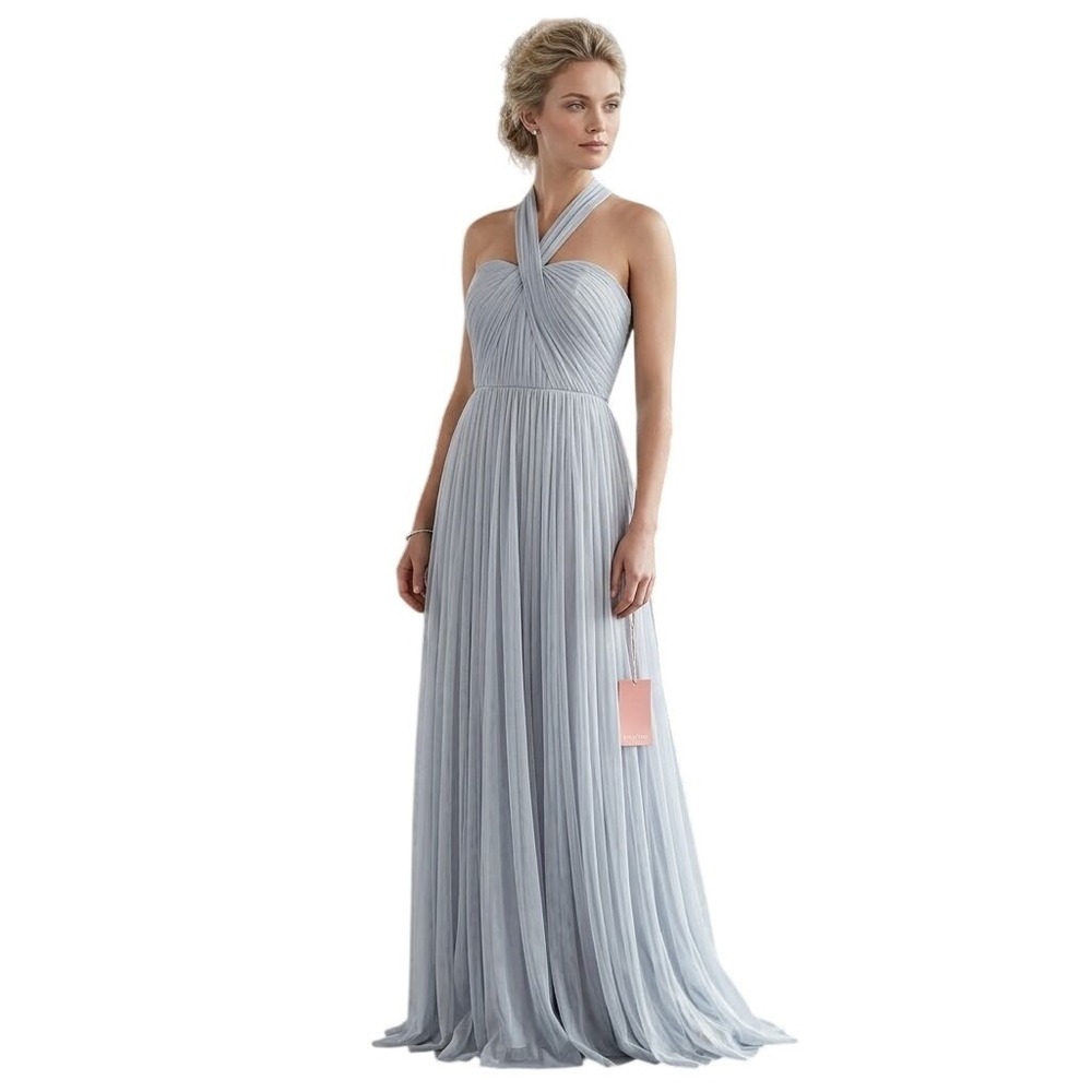 Birdy Grey Christina Convertible Halter Tulle Gown Silver‎ XL New With Tags